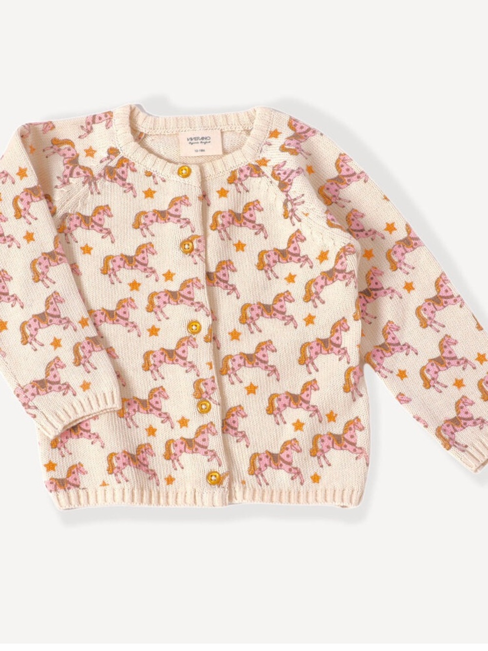 Girls' Unicorn Knit Cardigan in Cream and Pink